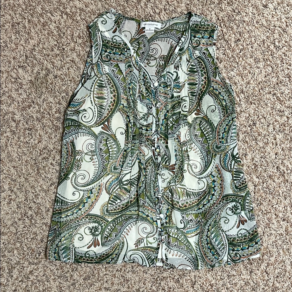 Paisley Sleeveless Top - Green